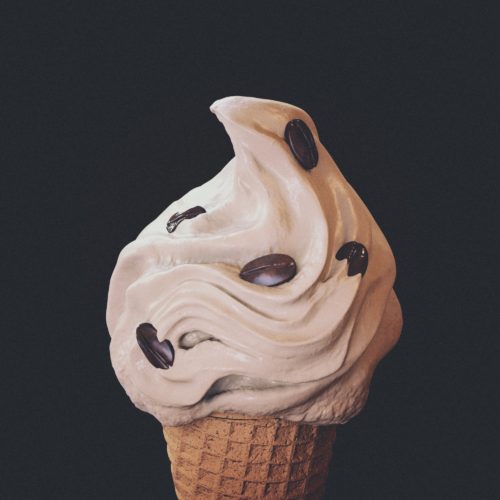 Photorealistic 3d illustration of caffeine flavored ice cream cone. food design and food digital still life