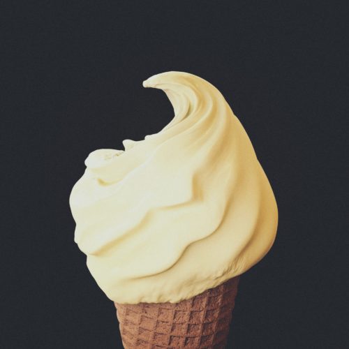 Photorealistic 3d illustration of cream flavored ice cream cone. food design and food digital still life
